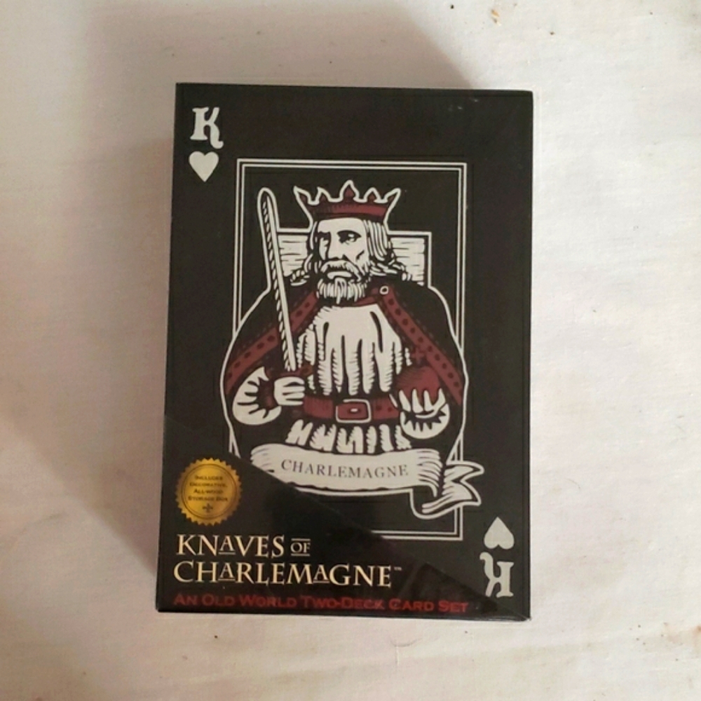 New In Hinged Wooden Box Front Porch Classics Knaves of Charlemagne Card Set
